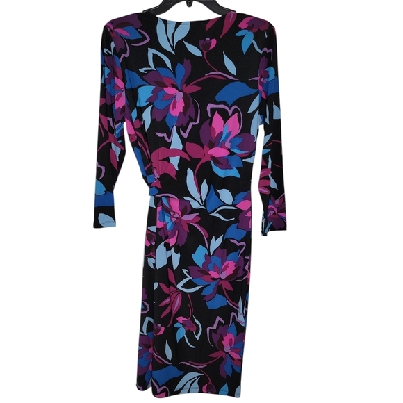 Nine West size 8 multi color ruched sheath dress with 3/4 sleeves NWT - Picture 3 of 6